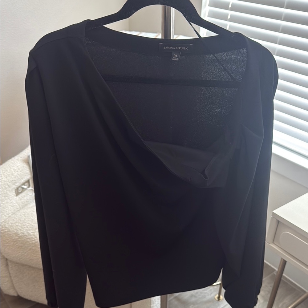 Banana Republic Elegant Black Drape Blouse
